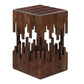 24 Inch Accent Side End Table Brown Acacia Wood Slatted Square Top Handcrafted Abstract Silhouette Black Iron The Urban Port UPT-294093