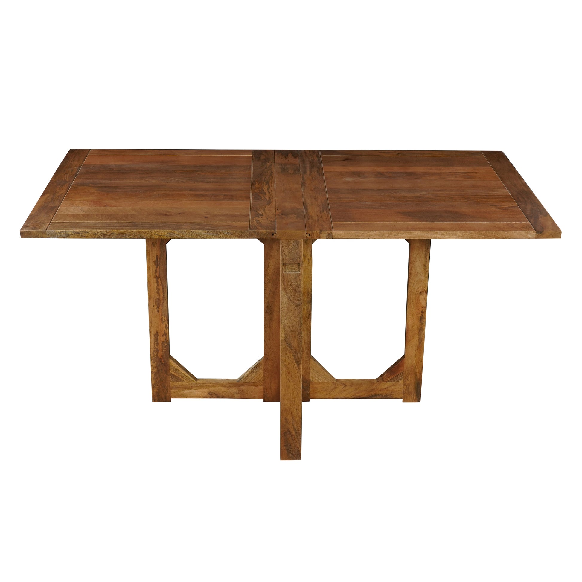 62 Inch Rectangular Dining Table Handcrafted Natural Mango Wood with Magnetic Catchers By The Urban Port UPT-294094