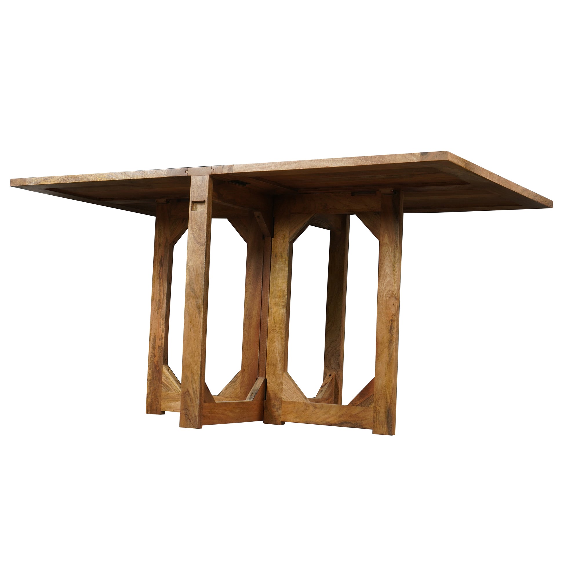 62 Inch Rectangular Dining Table Handcrafted Natural Mango Wood with Magnetic Catchers By The Urban Port UPT-294094