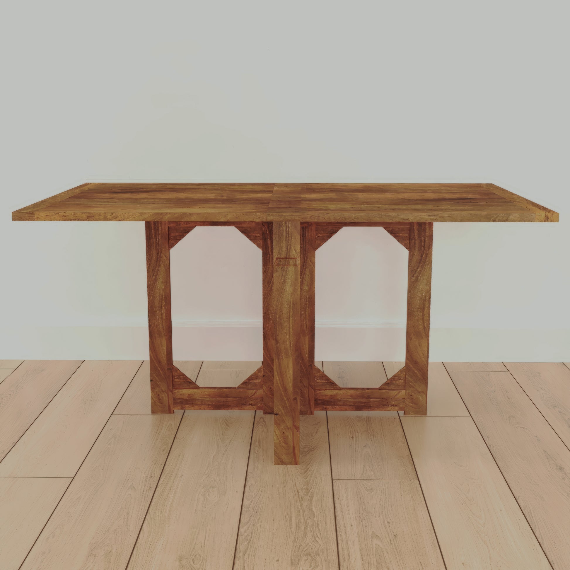 62 Inch Rectangular Dining Table Handcrafted Natural Mango Wood with Magnetic Catchers By The Urban Port UPT-294094