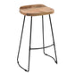 Tiva 30 Inch Handcrafted Backless Barstool Natural Brown Mango Wood Saddle Seat Black Metal BaseBy The Urban Port UPT-294095