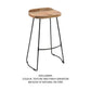 Tiva 30 Inch Handcrafted Backless Barstool Natural Brown Mango Wood Saddle Seat Black Metal BaseBy The Urban Port UPT-294095