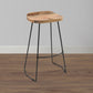 Tiva 30 Inch Handcrafted Backless Barstool Natural Brown Mango Wood Saddle Seat Black Metal BaseBy The Urban Port UPT-294095