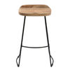 Tiva 30 Inch Handcrafted Backless Barstool Natural Brown Mango Wood Saddle Seat Black Metal BaseBy The Urban Port UPT-294095