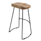 Tiva 30 Inch Handcrafted Backless Barstool Natural Brown Mango Wood Saddle Seat Black Metal BaseBy The Urban Port UPT-294095