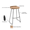 Tiva 30 Inch Handcrafted Backless Barstool Natural Brown Mango Wood Saddle Seat Black Metal BaseBy The Urban Port UPT-294095