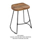 Tiva 24 Inch Handcrafted Backless Counter Height Stool Brown Mango Wood Saddle Seat Black Metal Base By The Urban Port UPT-294096