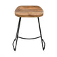 Tiva 24 Inch Handcrafted Backless Counter Height Stool Brown Mango Wood Saddle Seat Black Metal Base By The Urban Port UPT-294096