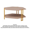 36 Inch Hexagonal Modern Coffee Table Wood Top and Shelf Gold Metal Legs By The Urban Port UPT-294329