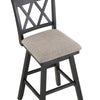 Jasmine 29 Inch Handcrafted Rustic 360 Degree Swivel Barstool Chair Crossed Black Wood Frame Gray Seat Cushion By The Urban Port UPT-295408