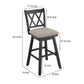 Jasmine 29 Inch Handcrafted Rustic 360 Degree Swivel Barstool Chair Crossed Black Wood Frame Gray Seat Cushion By The Urban Port UPT-295408