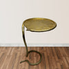 22 Inch Side End Table Handcrafted Textured Snake Skin Pattern Base Brass Aluminum The Urban Port UPT-295598