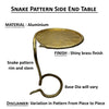 22 Inch Side End Table Handcrafted Textured Snake Skin Pattern Base Brass Aluminum The Urban Port UPT-295598