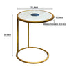 20 Inch Round Side End Table White Marble Top with Blue Agate Stone Inlay Gold Foil Finish Iron Frame The Urban Port UPT-295599