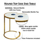 20 Inch Round Side End Table White Marble Top with Blue Agate Stone Inlay Gold Foil Finish Iron Frame The Urban Port UPT-295599