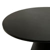 Fawn 32 Inch Coffee Table Black Mango Wood Round Top Modern Tapered Pedestal Base Shiny Brass Support The Urban Port UPT-295601