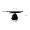 Fawn 32 Inch Coffee Table Black Mango Wood Round Top Modern Tapered Pedestal Base Shiny Brass Support The Urban Port UPT-295601