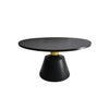 Fawn 32 Inch Coffee Table Black Mango Wood Round Top Modern Tapered Pedestal Base Shiny Brass Support The Urban Port UPT-295601