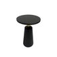 Fawn 20 Inch Side End Table Black Mango Wood Round Top with Pedestal Base Shiny Brass Support The Urban Port UPT-295602