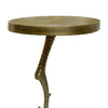 19 Inch Side End Table Antique Brass Aluminum Cast Round Top with Handcrafted Textured Crane Leg Stem The Urban Port UPT-295603