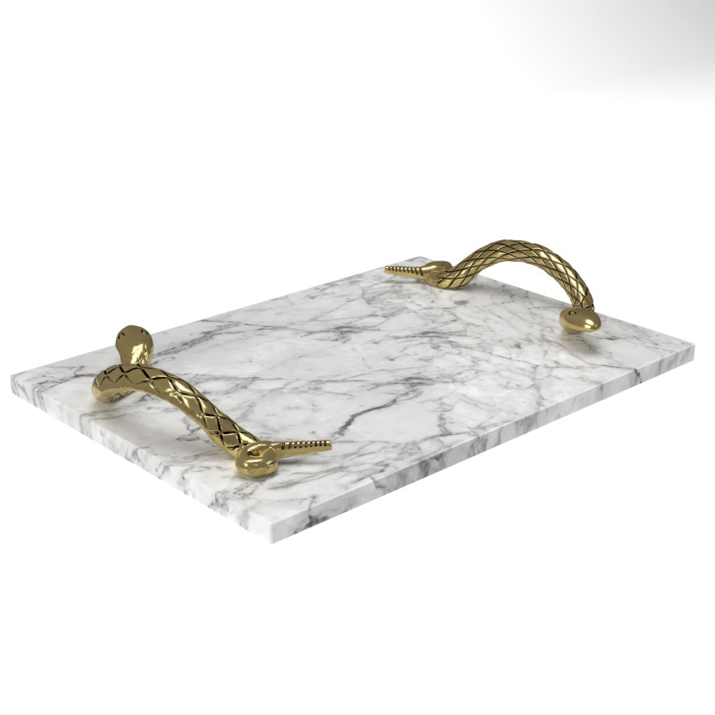 Mamba White Marble Cheese Board with Brass Snake Handles – Luxury Entertaining UPT-295604