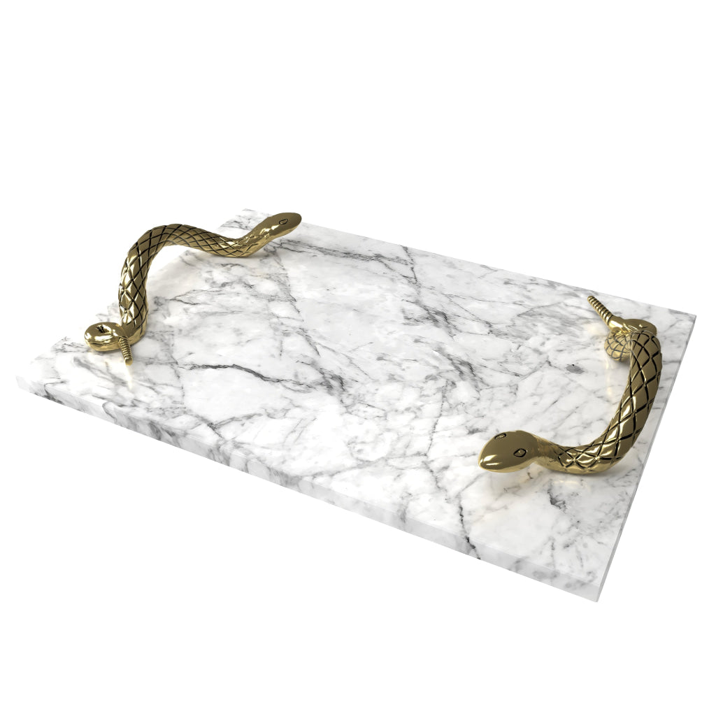 Mamba White Marble Cheese Board with Brass Snake Handles – Luxury Entertaining UPT-295604