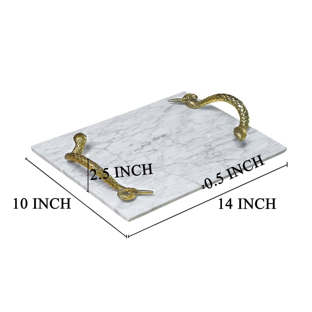 Mamba White Marble Cheese Board with Brass Snake Handles – Luxury Entertaining UPT-295604