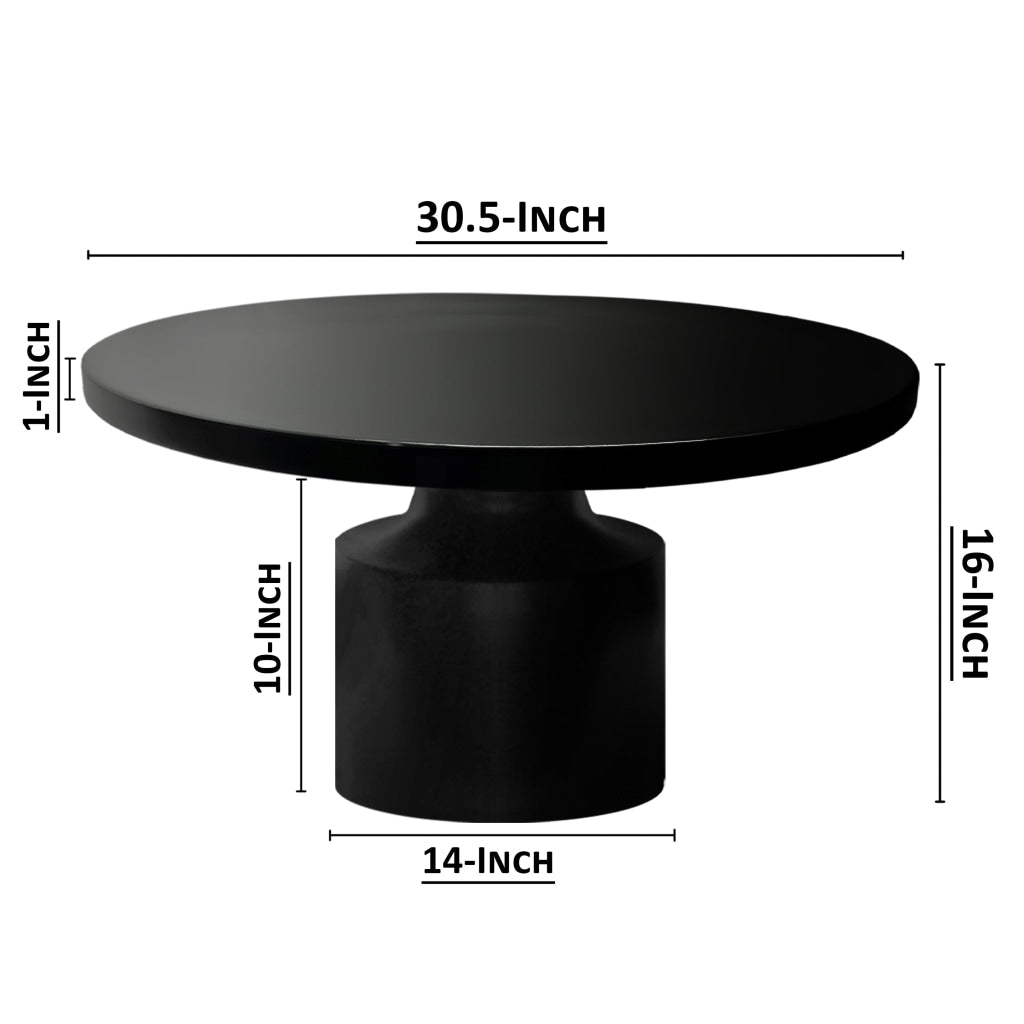 Zoe 30 Inch Round Coffee Table with Pedestal Base Sleek Modern Silhouette Matte Black Powder Coated MetalnThe Urban Port UPT-295605