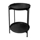 15 Inch Modern Side End Table Metal Round Tray Top Foldable Legs Black The Urban Port UPT-295808