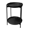 15 Inch Modern Side End Table Metal Round Tray Top Foldable Legs Black The Urban Port UPT-295808