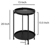 15 Inch Modern Side End Table Metal Round Tray Top Foldable Legs Black The Urban Port UPT-295808