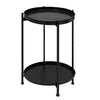 15 Inch Modern Side End Table Metal Round Tray Top Foldable Legs Black The Urban Port UPT-295808