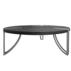 35 Inch Round Coffee Table Sandblasted Matte Black Mango Wood Top Curved Aluminium Legs Antique Silver The Urban Port UPT-296153