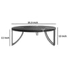 35 Inch Round Coffee Table Sandblasted Matte Black Mango Wood Top Curved Aluminium Legs Antique Silver The Urban Port UPT-296153