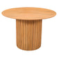 Sejo Dining Table 45 Inch Round Top with Fluted Padestal Base Natural Brown Mango Wood By The Urban Port UPT-296156