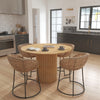 Sejo Dining Table 45 Inch Round Top with Fluted Padestal Base Natural Brown Mango Wood By The Urban Port UPT-296156