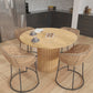 Sejo Dining Table, 45 Inch Round Top with Fluted Padestal Base, Natural Brown Mango Wood By The Urban Port