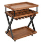 30 Inch Rolling Wine Bar Cart 2 Tray Tops Stemware Rack Bottle Holder Natural Brown Mango Wood The Urban Port UPT-296157