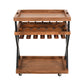 30 Inch Rolling Wine Bar Cart 2 Tray Tops Stemware Rack Bottle Holder Natural Brown Mango Wood The Urban Port UPT-296157