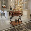 30 Inch Rolling Wine Bar Cart 2 Tray Tops Stemware Rack Bottle Holder Natural Brown Mango Wood The Urban Port UPT-296157