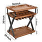 30 Inch Rolling Wine Bar Cart 2 Tray Tops Stemware Rack Bottle Holder Natural Brown Mango Wood The Urban Port UPT-296157