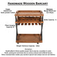 30 Inch Rolling Wine Bar Cart 2 Tray Tops Stemware Rack Bottle Holder Natural Brown Mango Wood The Urban Port UPT-296157