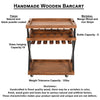 30 Inch Rolling Wine Bar Cart 2 Tray Tops Stemware Rack Bottle Holder Natural Brown Mango Wood The Urban Port UPT-296157