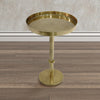 Ara 12 Inch Side End Table Vintage Sleek Pillar Base Round Tray Top Oxidized Antique Brass The Urban Port UPT-297049