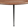 35 Inch Coffee Table Round Sandblasted Brown Acacia Wood Top Sleek Iron Legs The Urban Port UPT-297334