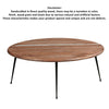 35 Inch Coffee Table Round Sandblasted Brown Acacia Wood Top Sleek Iron Legs The Urban Port UPT-297334