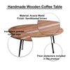 35 Inch Coffee Table Round Sandblasted Brown Acacia Wood Top Sleek Iron Legs The Urban Port UPT-297334