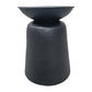 Josi 21 Inch Round Side End Table Handcrafted Hammered Design Drum Pedestal Aluminum Base Matte Black By The Urban Port UPT-298829