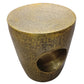 Nala 17 Inch Side End Table Tapered Drum Shape with Unique Hollow Center Antique Brass Aluminum By The Urban Port UPT-298833