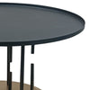 Neci 31 Inch Coffee Table Round Matte Black Tray Top Modern Rod Supports with Brass Base By The Urban Port UPT-298834